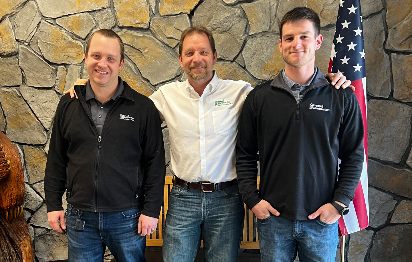 biztimes-campbell-construction-team Greg Hazenfield (VP), Jay Campbell (President/Founder) and Matt Bautch (Project Manager / Safety Director)